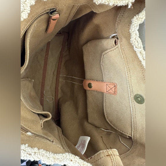 LUCKY BRAND Calexico Crossbody Purse Canvas Leather Studded Camel Tan Brown - Picture 11 of 16